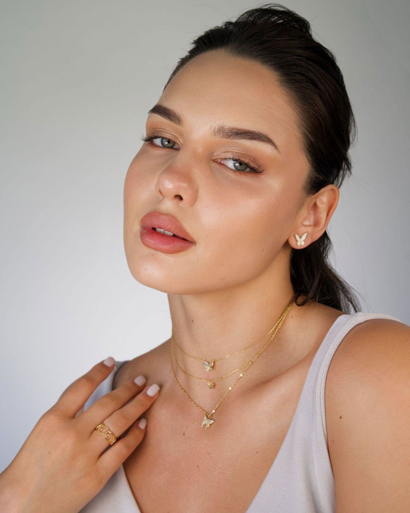 Butterfly Pendant Necklace with Mother of Pearl Inlay - Granted Quality 