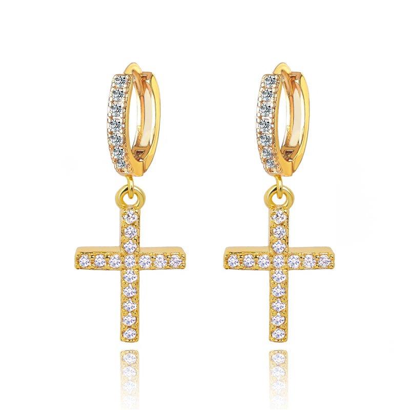 Cross Dangle Earrings with AAAAA Cubic Zirconia - Granted Quality 