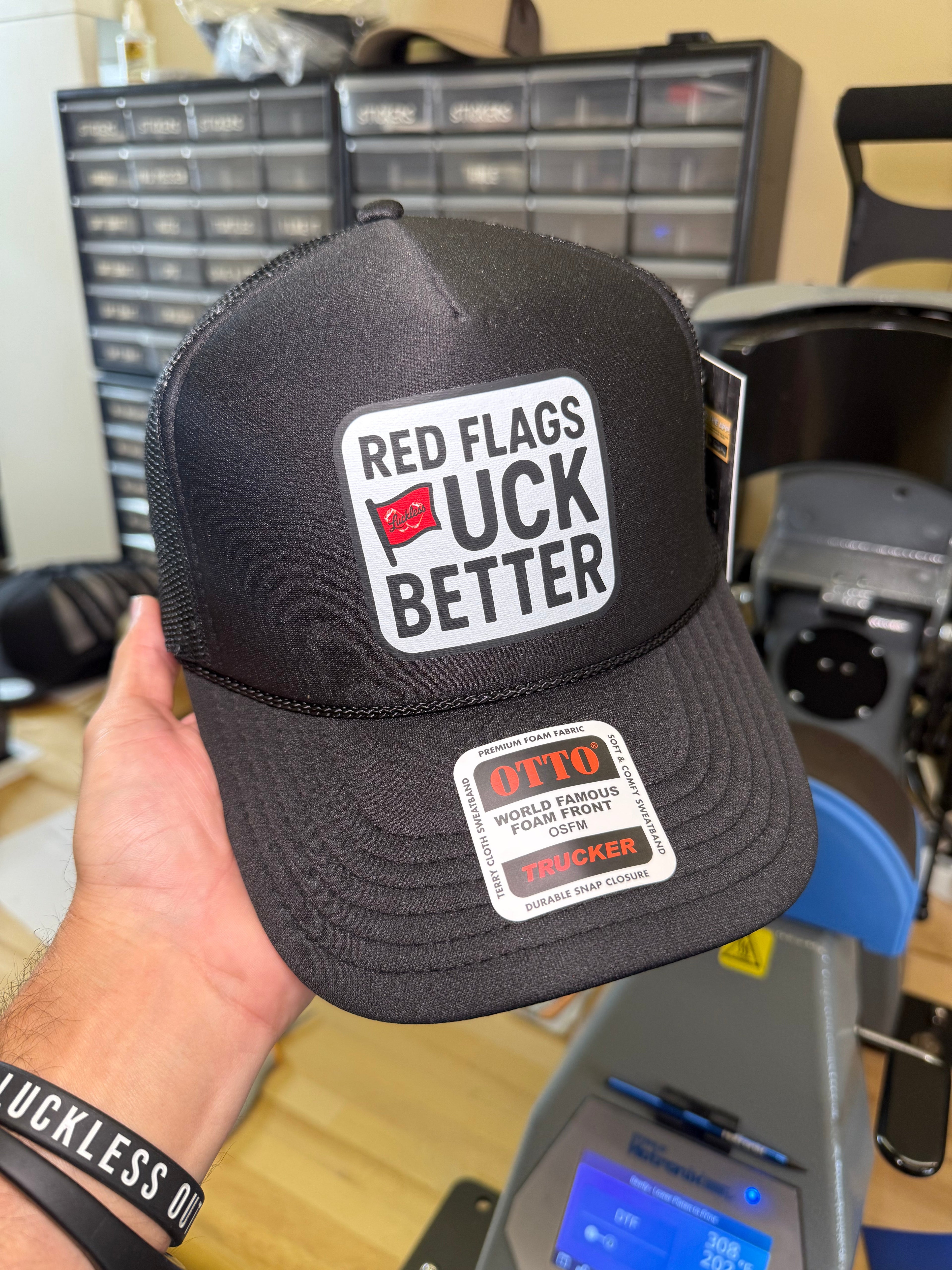 Red Flags F Better Trucker Hat (Multiple Colors) - Granted Quality 