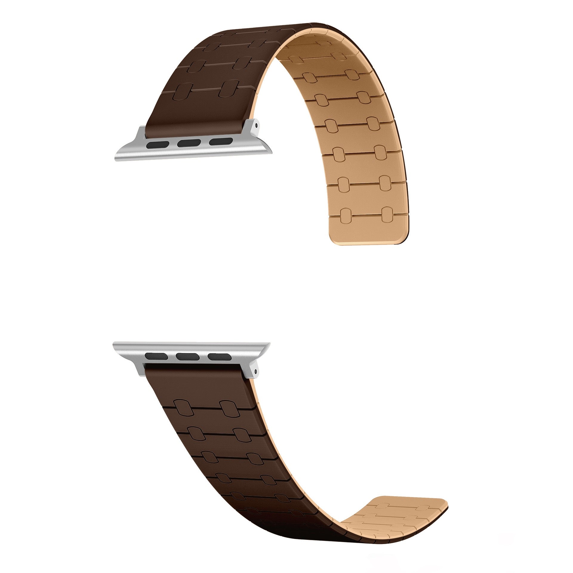 Color - blocking magnetic silicone apple watch strap