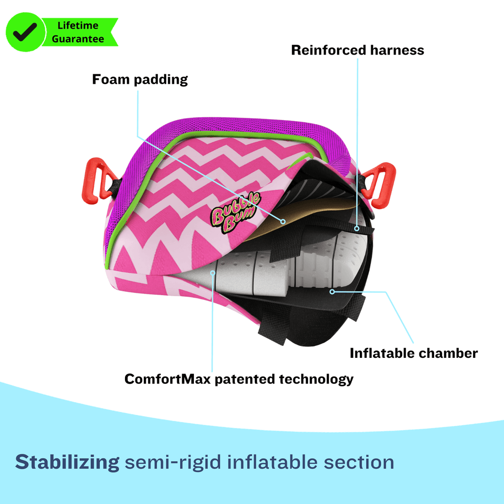 BubbleBum Inflatable Car Booster Seat - Travel Booster Seat - Pink Style ✔️ - Granted Quality 