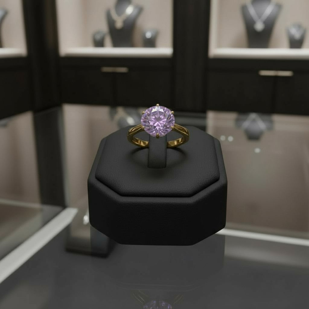 "Circle of Life" Round Portuguese Cut Ring 8MM Stone - Granted Quality 