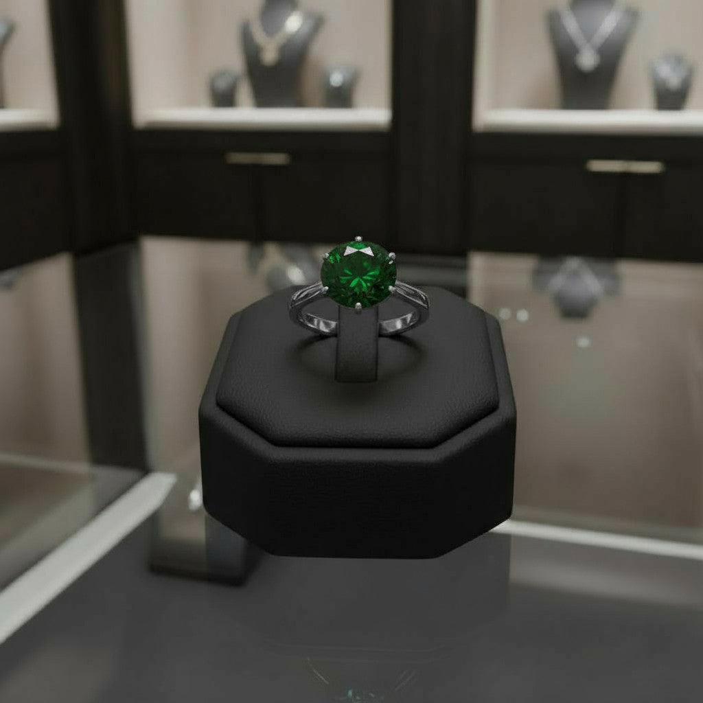 "Circle of Life" Round Portuguese Cut Ring 8MM Stone - Granted Quality 