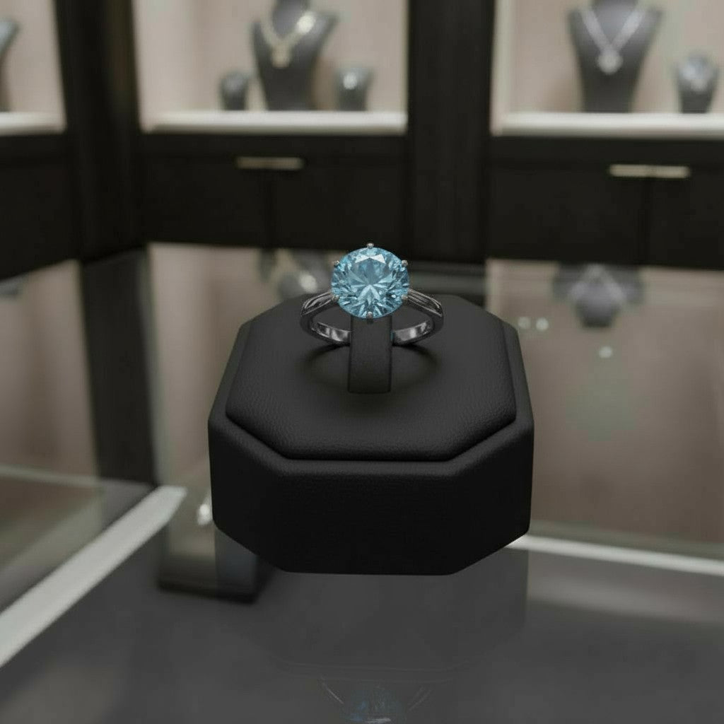 "Circle of Life" Round Portuguese Cut Ring 8MM Stone - Granted Quality 