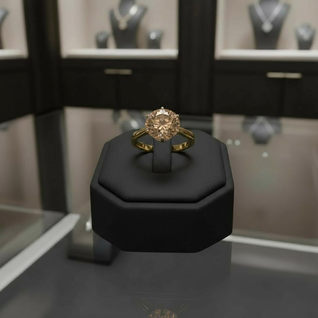 "Circle of Life" Round Portuguese Cut Ring 8MM Stone - Granted Quality 