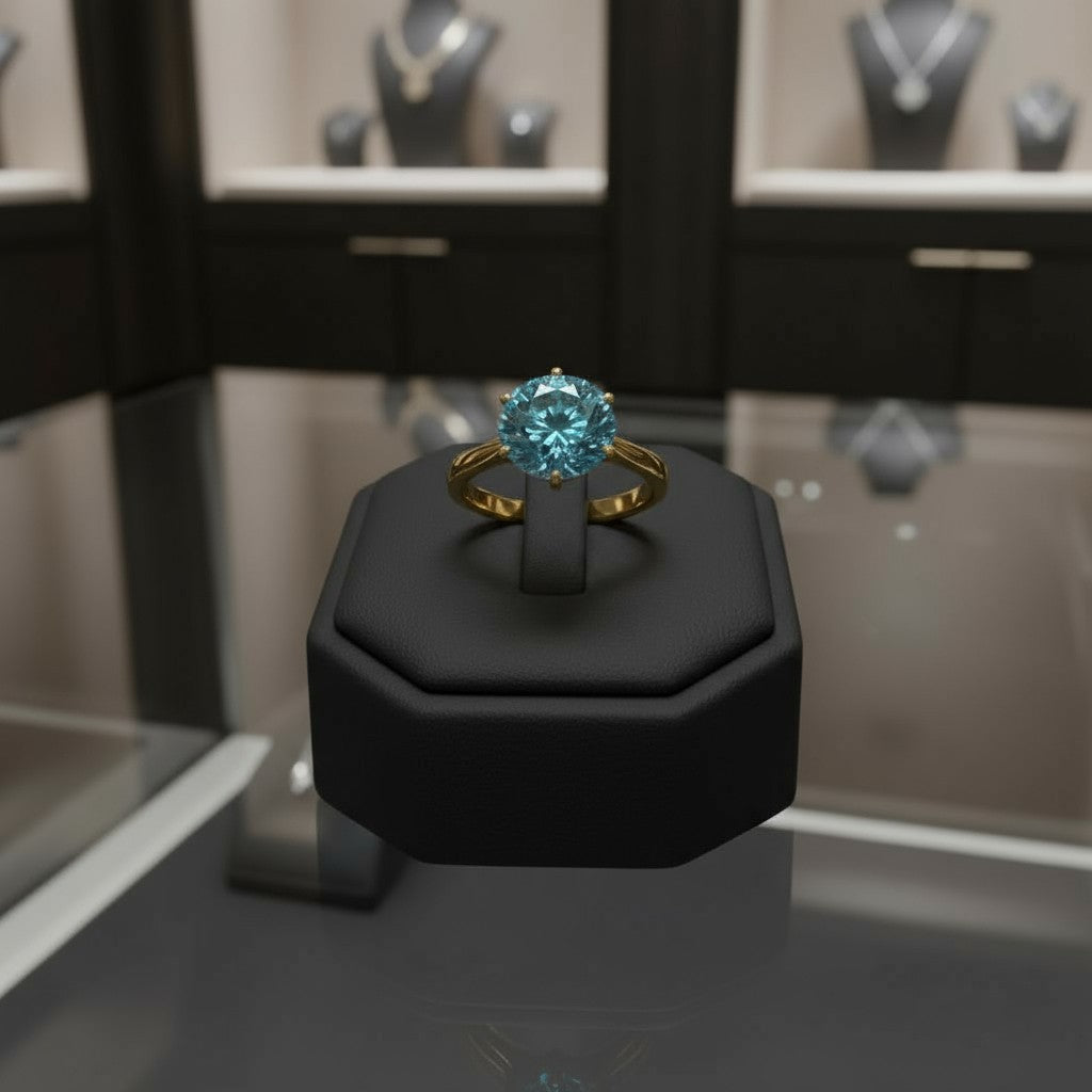 "Circle of Life" Round Portuguese Cut Ring 8MM Stone - Granted Quality 