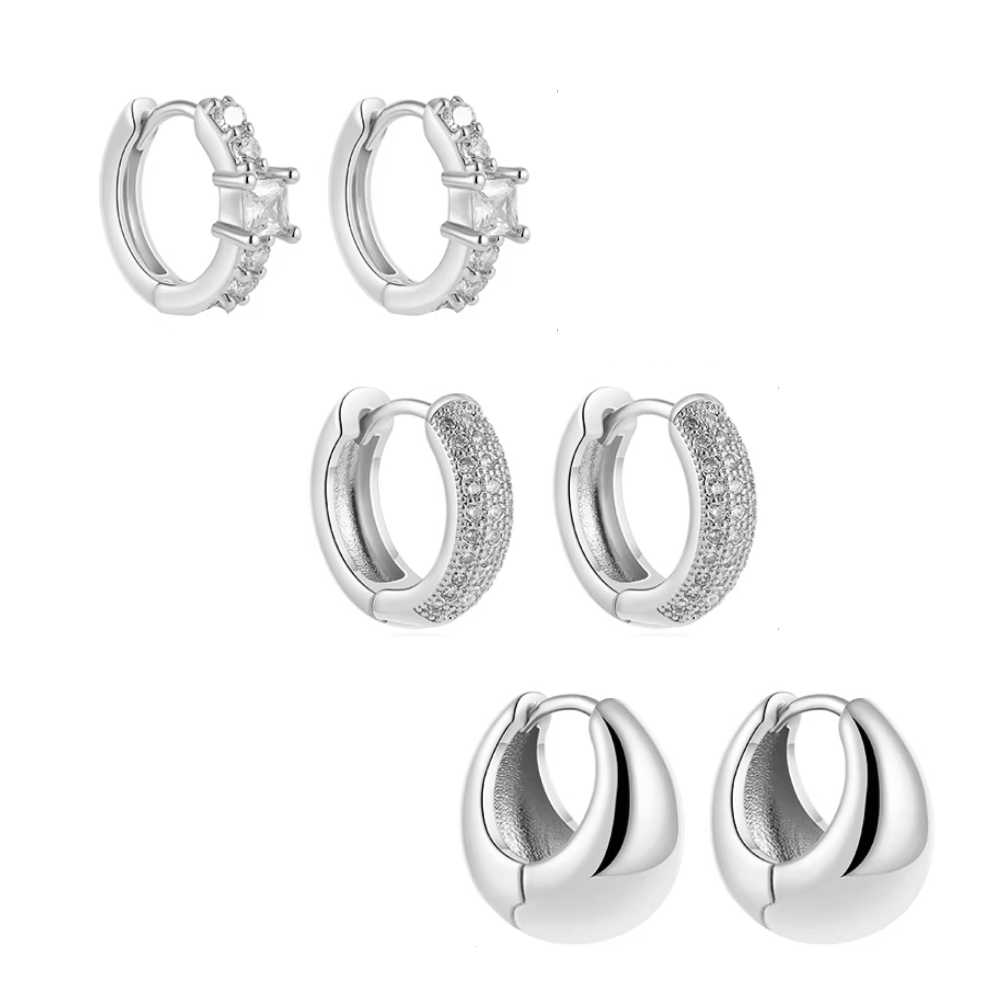 Dainty Huggie Hoop Earrings -3 Pairs - Granted Quality 
