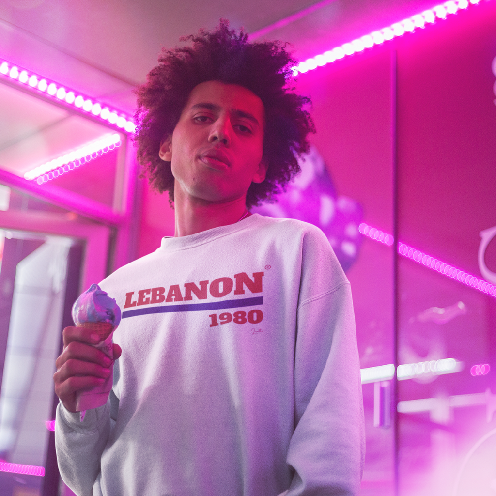 Retro Lebanon 1980 Unisex Drop Shoulders Sweatshirt - Granted Quality 