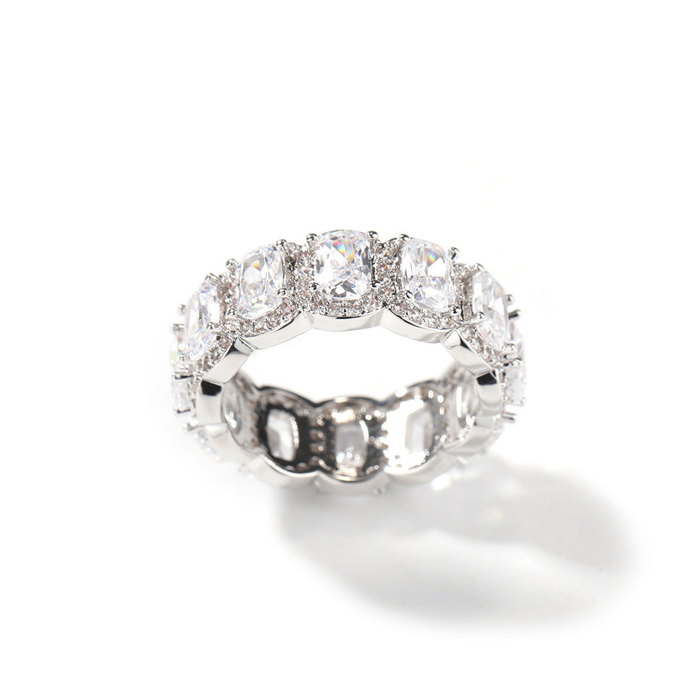 Cool and handsome men's hip-hop diamond-encrusted five-piece ring set - Granted Quality 