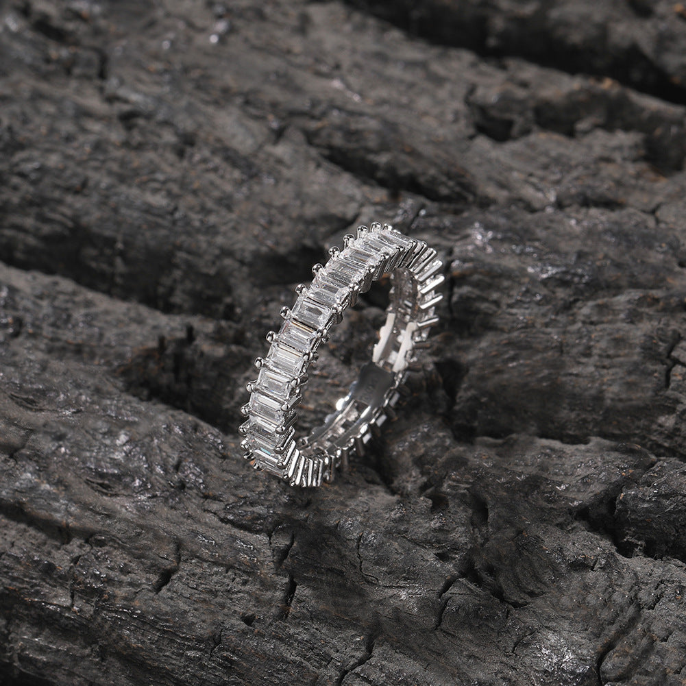 Cool and handsome men's hip-hop diamond-encrusted five-piece ring set - Granted Quality 