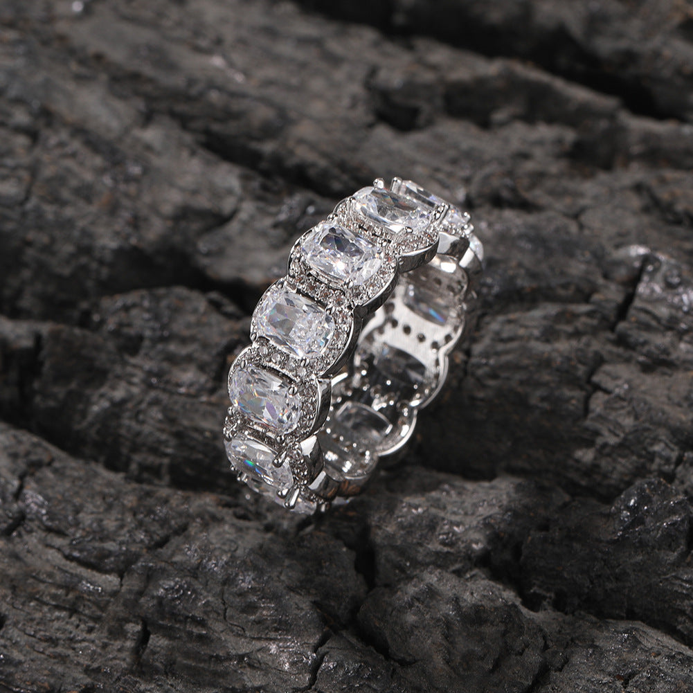 Cool and handsome men's hip-hop diamond-encrusted five-piece ring set - Granted Quality 