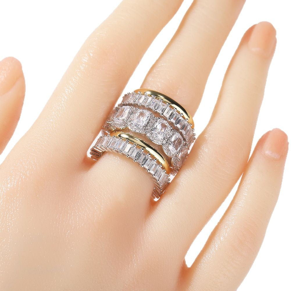 Cool and handsome men's hip-hop diamond-encrusted five-piece ring set - Granted Quality 