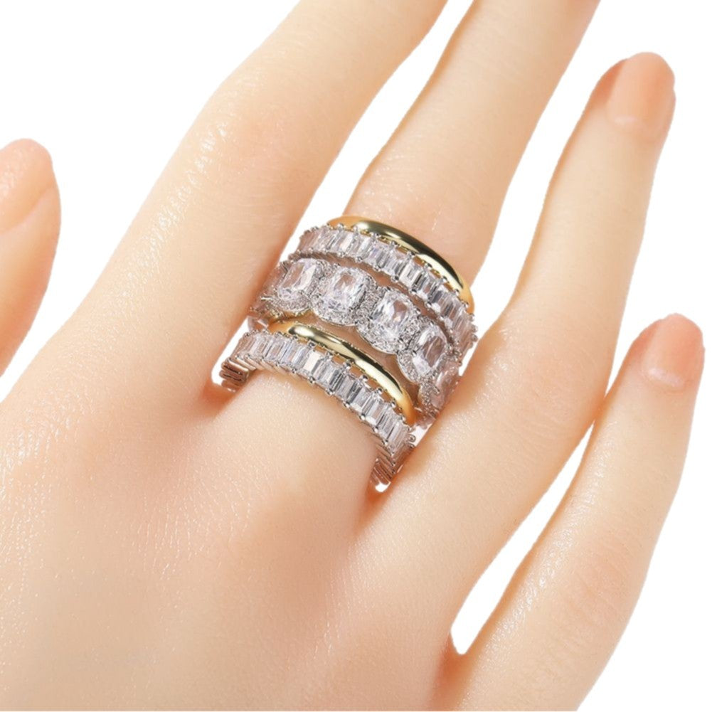 Cool and handsome men's hip-hop diamond-encrusted five-piece ring set - Granted Quality 