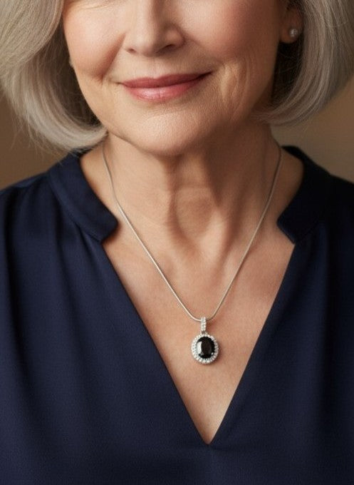 "Eternity" Oval Pendant with Halo 7x5mm - Granted Quality 