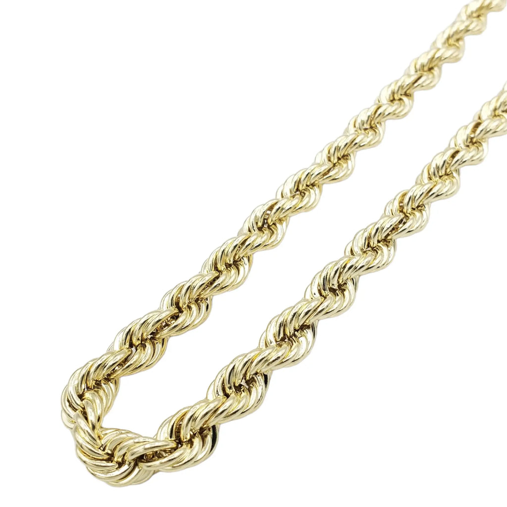 14K Gold Rope Chain Italian Necklace (Hollow) | Cadena de Oro