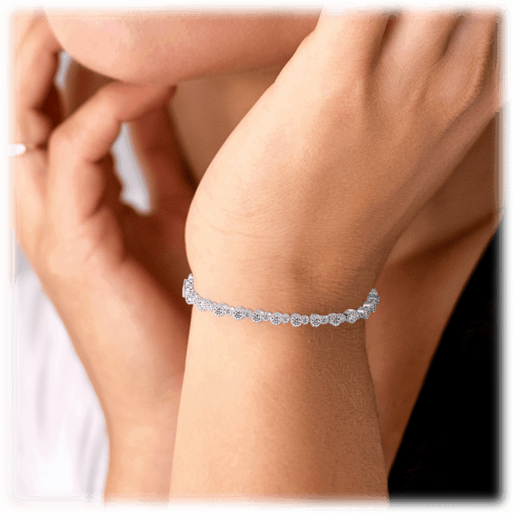 Round Cut Cubic Zirconia Tennis Bracelet with Round Cut Cubic Zirconia - Granted Quality 