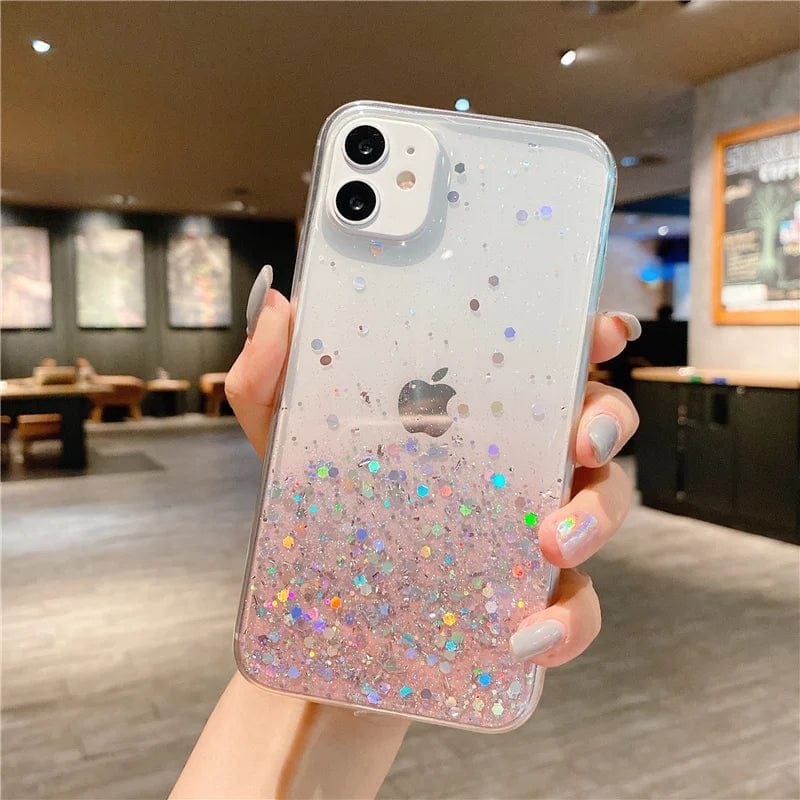 Cute Gradient Sequins Clear Glitter iPhone Case - Granted Quality 