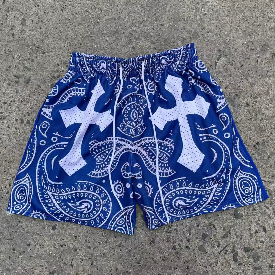 Paisley Cross Mesh Shorts