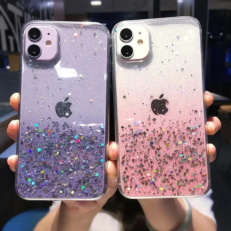 Cute Gradient Sequins Clear Glitter iPhone Case - Granted Quality 