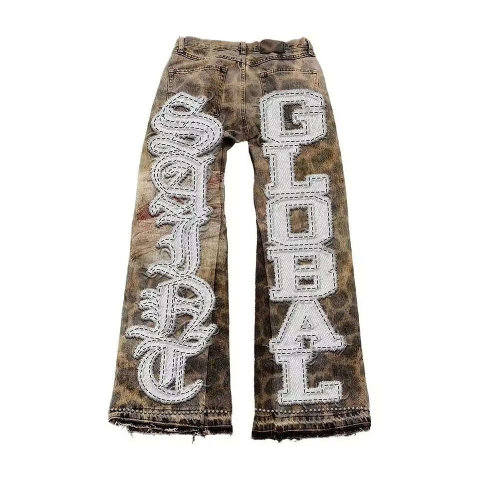 SAINTS Animal Print Embroidered Jeans - Granted Quality 