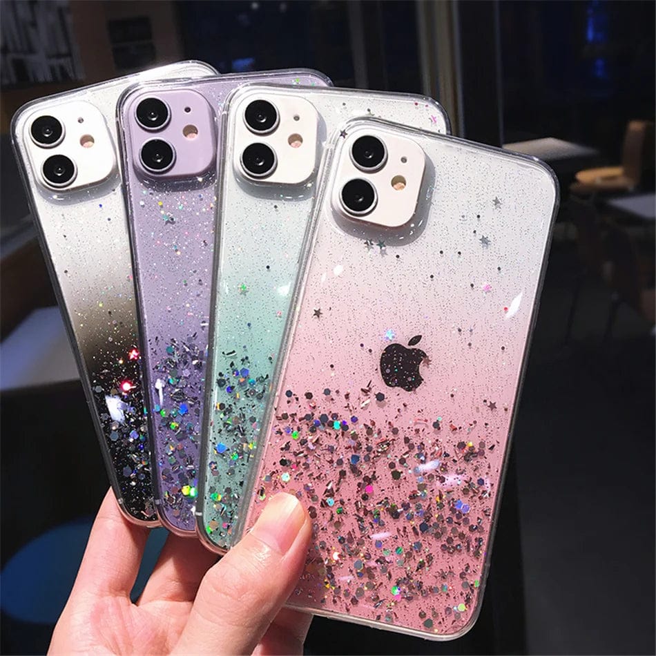 Cute Gradient Sequins Clear Glitter iPhone Case - Granted Quality 