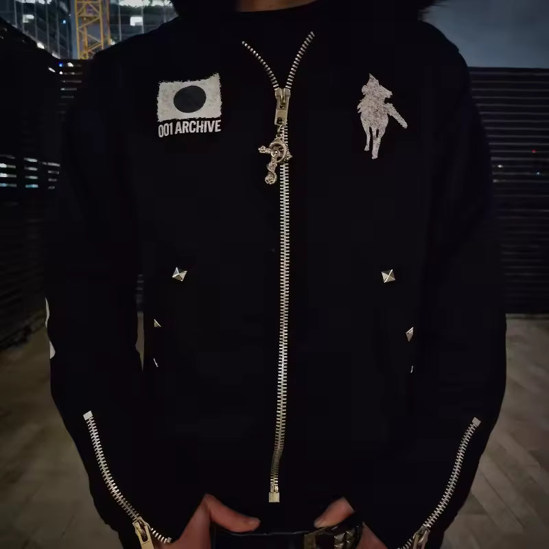 Chaqueta con cremallera y ribete de piel 100 Archive