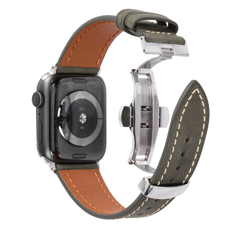 Luxury Leather Butterfly Buckle Band for Apple Watch