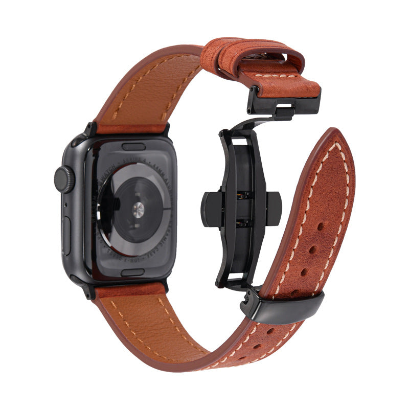 Luxury Leather Butterfly Buckle Band for Apple Watch