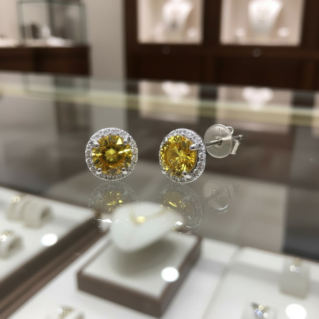 "Soothing Whispers" Portuguese Cut Pierced Earrings 5mm Sterling silver w/ CZ Halo - Granted Quality 