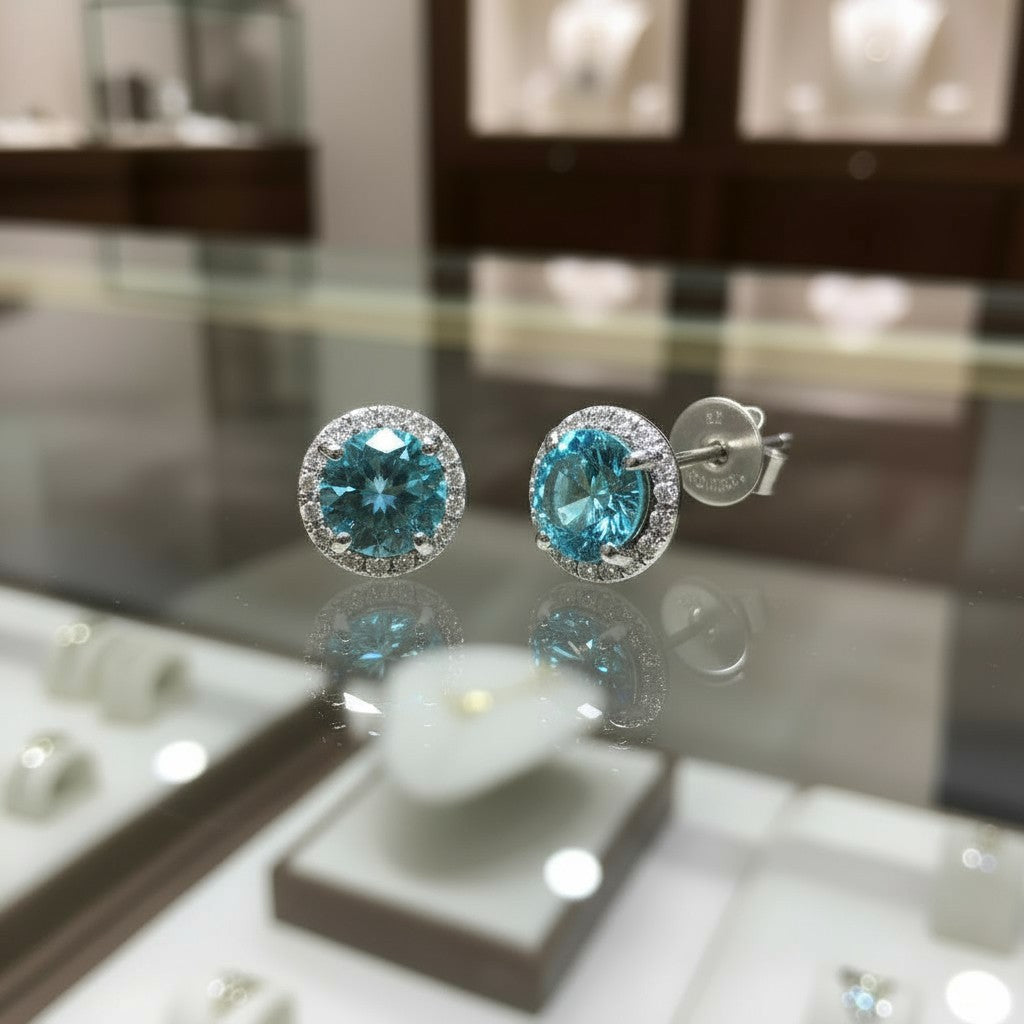 "Soothing Whispers" Portuguese Cut Pierced Earrings 5mm Sterling silver w/ CZ Halo - Granted Quality 