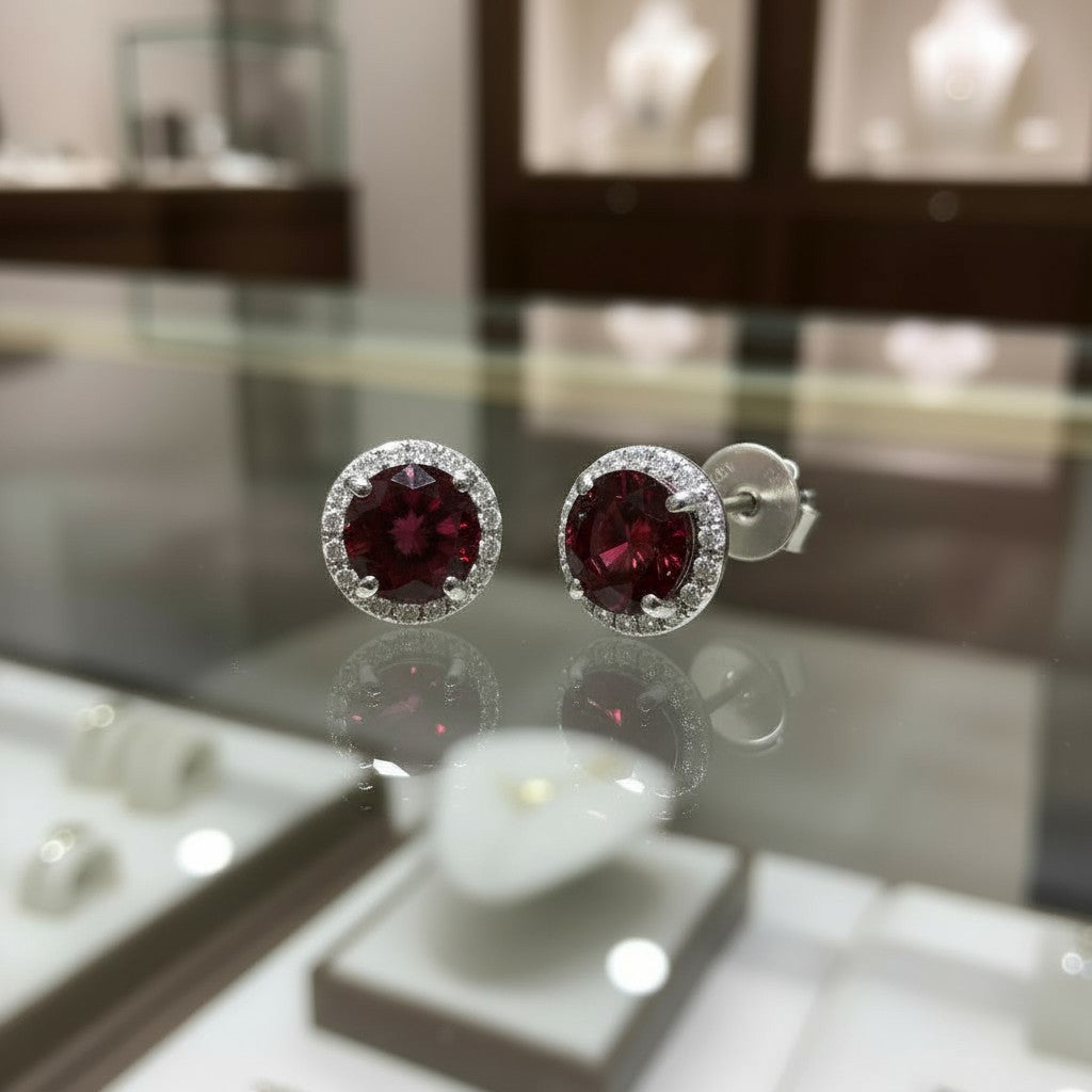 "Soothing Whispers" Portuguese Cut Pierced Earrings 5mm Sterling silver w/ CZ Halo - Granted Quality 