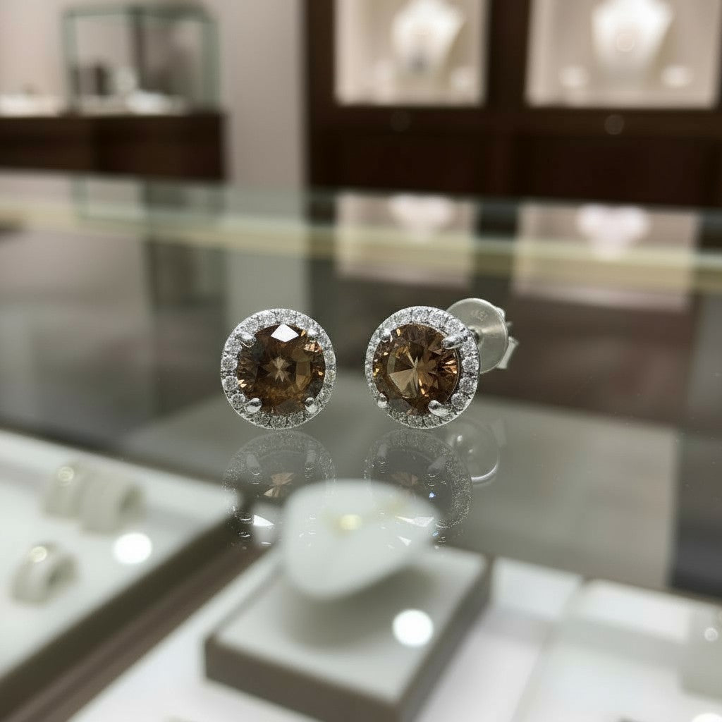 "Soothing Whispers" Portuguese Cut Pierced Earrings 5mm Sterling silver w/ CZ Halo - Granted Quality 