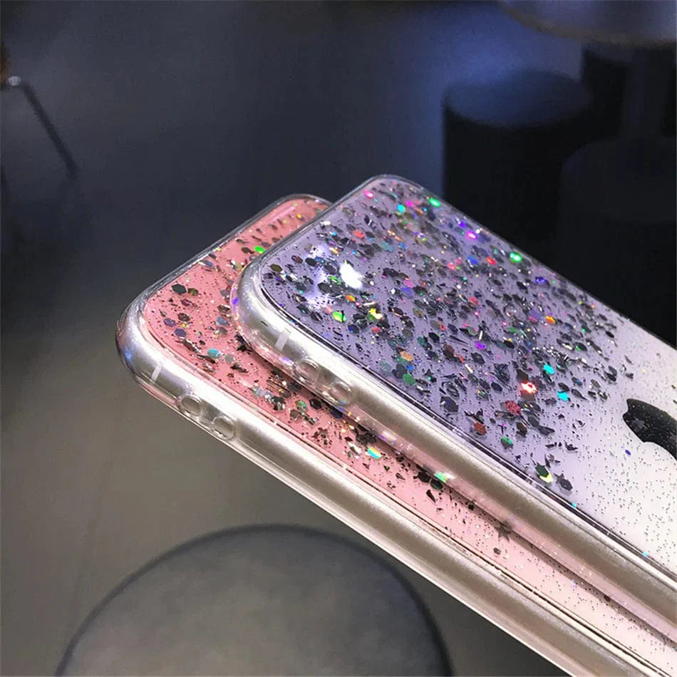 Cute Gradient Sequins Clear Glitter iPhone Case - Granted Quality 