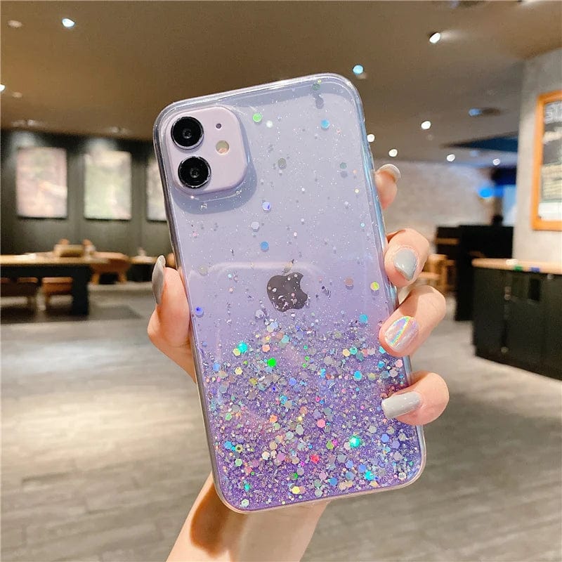 Cute Gradient Sequins Clear Glitter iPhone Case - Granted Quality 