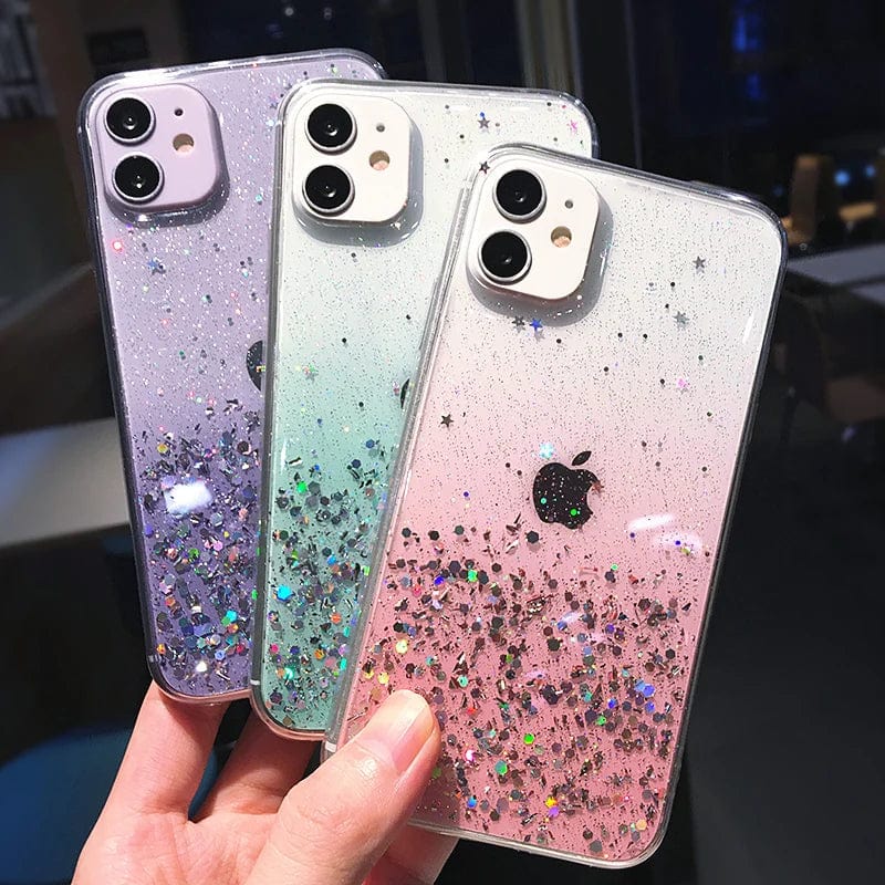 Cute Gradient Sequins Clear Glitter iPhone Case - Granted Quality 