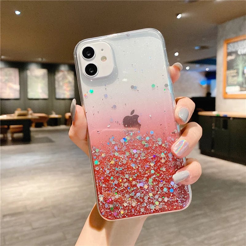 Cute Gradient Sequins Clear Glitter iPhone Case - Granted Quality 