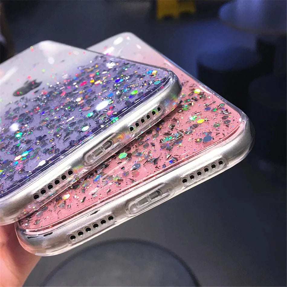Cute Gradient Sequins Clear Glitter iPhone Case - Granted Quality 