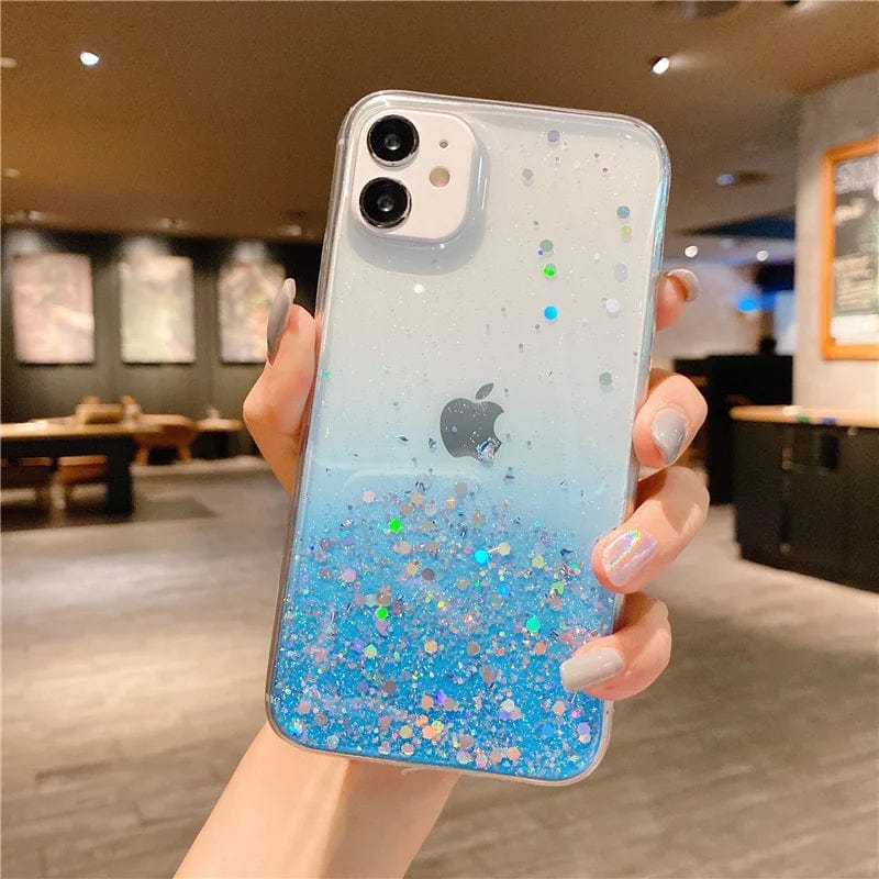 Cute Gradient Sequins Clear Glitter iPhone Case - Granted Quality 