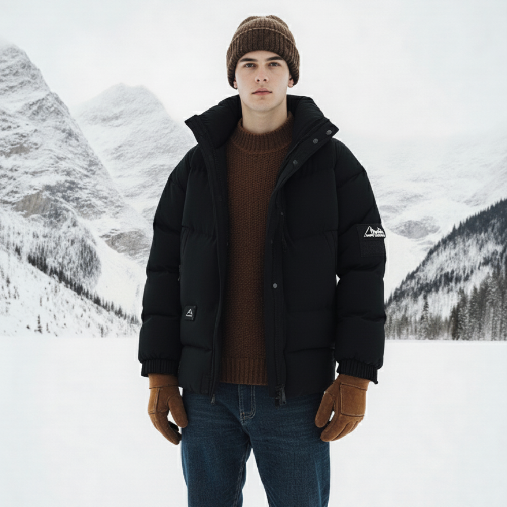 Mens Stand Collar Puffer Jacket