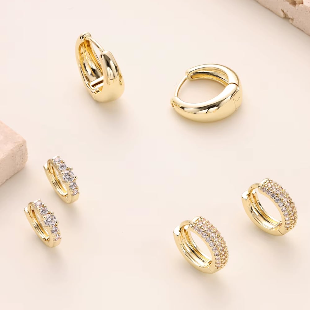 Dainty Huggie Hoop Earrings -3 Pairs - Granted Quality 