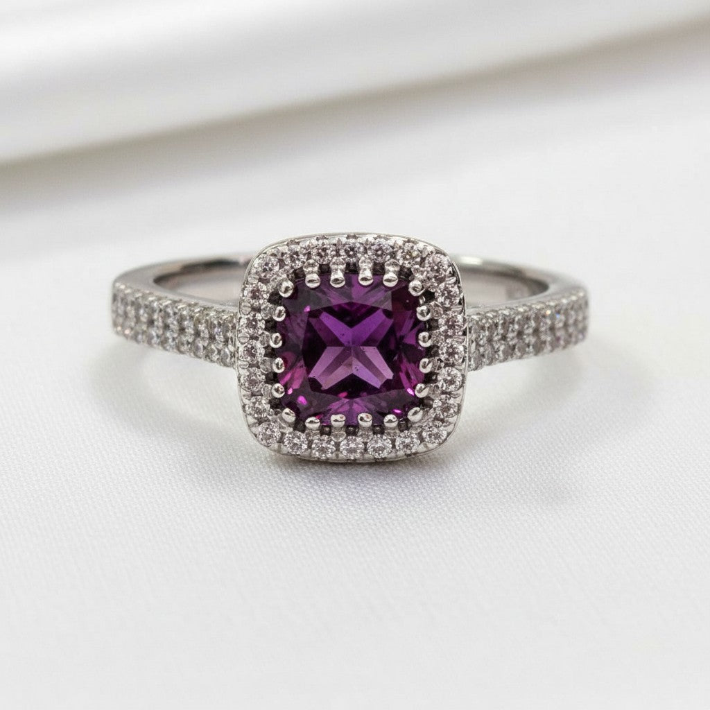 "Comforting Light" Cushion Cut w/ Cubic Zirconia Halo 6.4x6.4mm - Granted Quality 