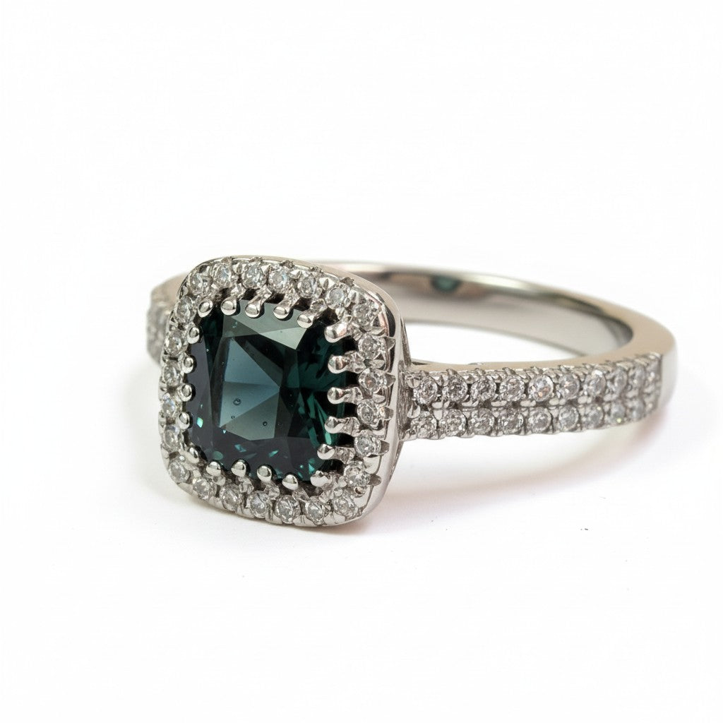 "Comforting Light" Cushion Cut w/ Cubic Zirconia Halo 6.4x6.4mm - Granted Quality 