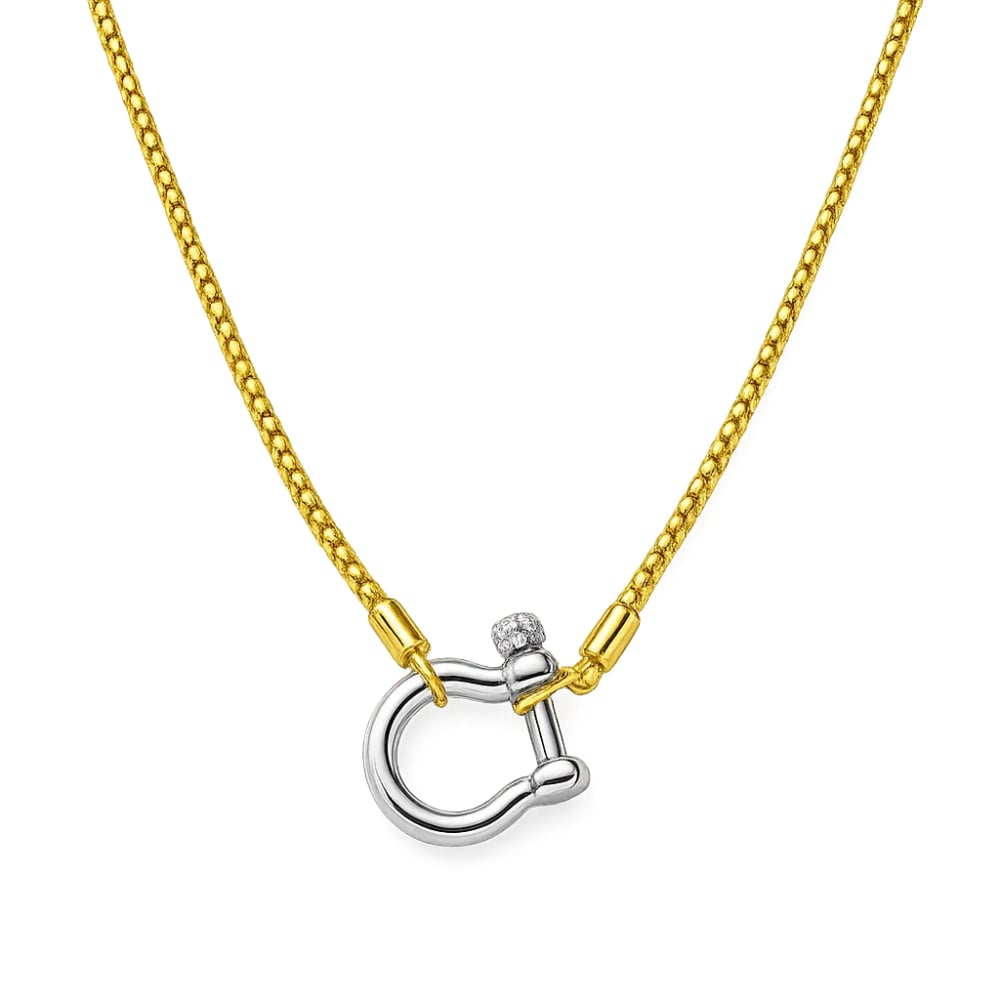Lucky Lock Carabiner Necklace – Two-Tone Mixed Metal Horseshoe Pendant Chain - Granted Quality 