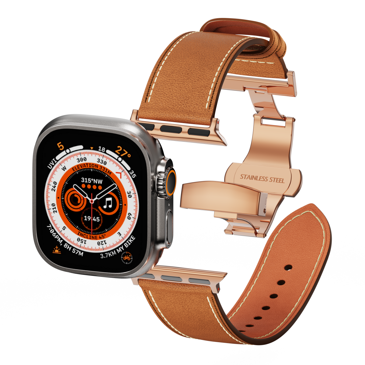 Affordable Genuine Leather Butterfly Buckle Band for Apple Watch