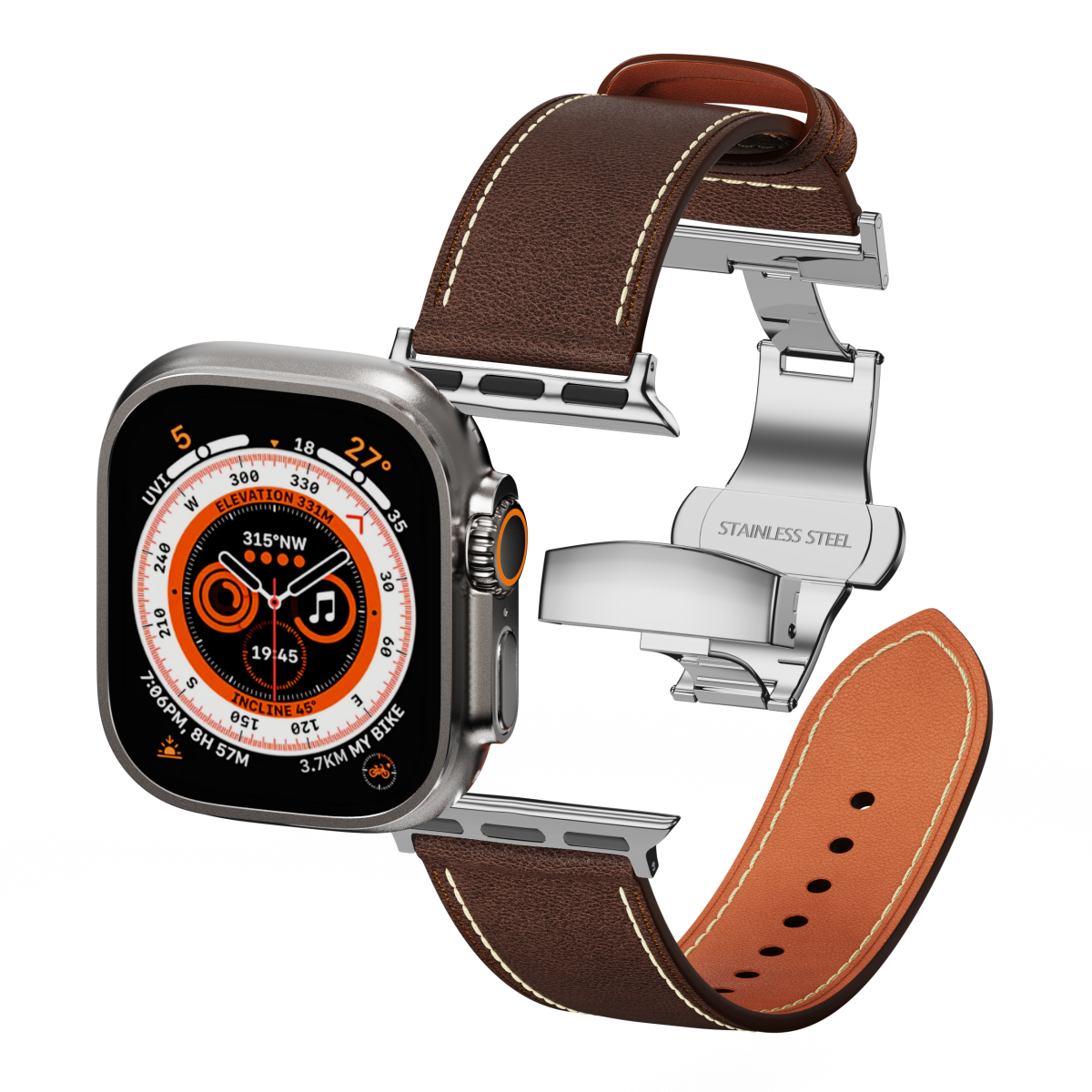 Affordable Genuine Leather Butterfly Buckle Band for Apple Watch