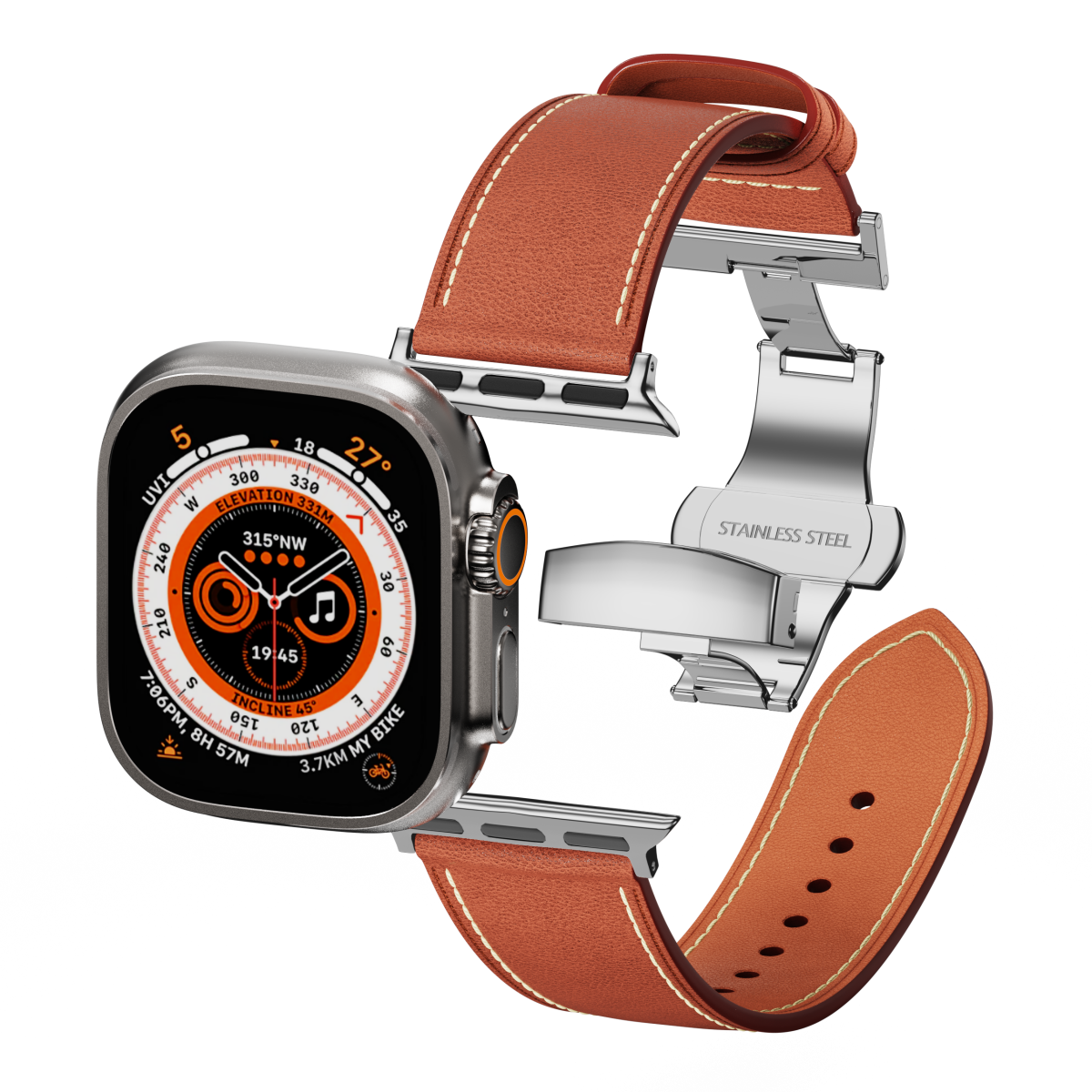 Affordable Genuine Leather Butterfly Buckle Band for Apple Watch