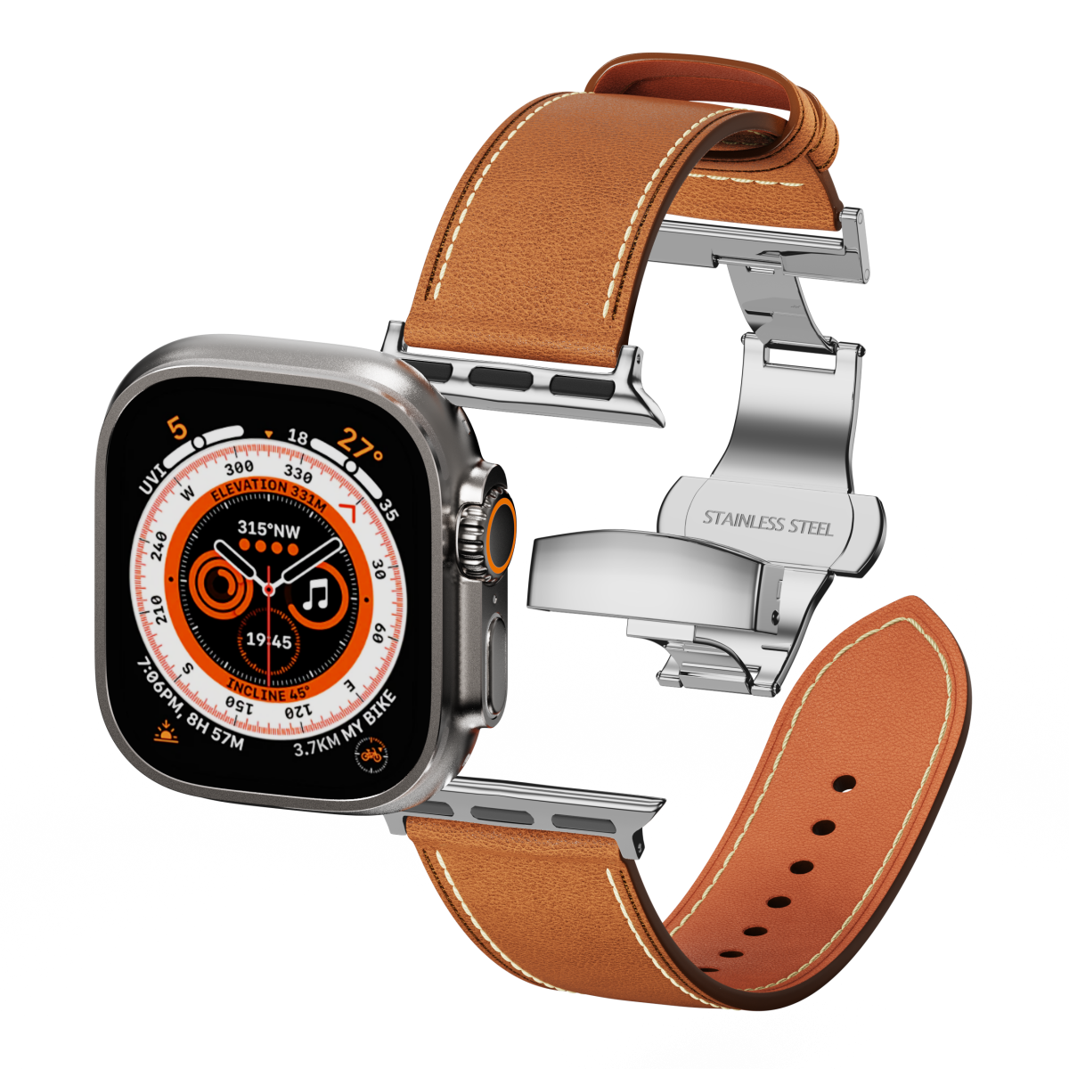 Affordable Genuine Leather Butterfly Buckle Band for Apple Watch