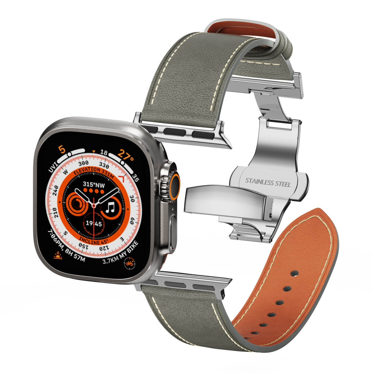 Affordable Genuine Leather Butterfly Buckle Band for Apple Watch