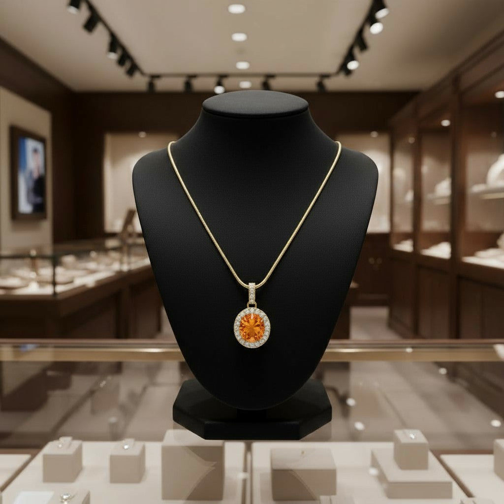 "Eternity" Oval Pendant with Halo 7x5mm - Granted Quality 