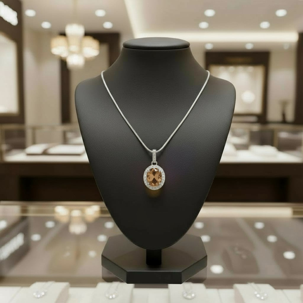 "Eternity" Oval Pendant with Halo 7x5mm - Granted Quality 